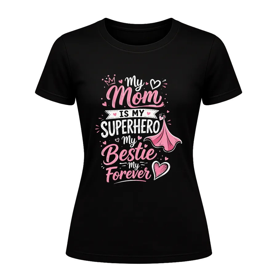 My Mom, My Bestie printed on a t-shirt