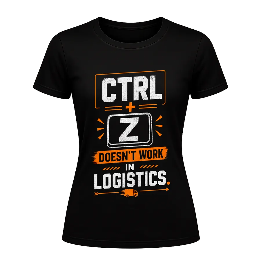 Ctrl+Z Doesn't Work in Logistics printed on a t-shirt