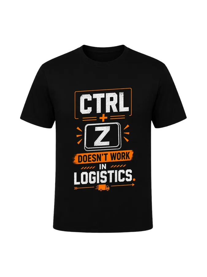 Ctrl+Z Doesn't Work in Logistics printed on a t-shirt