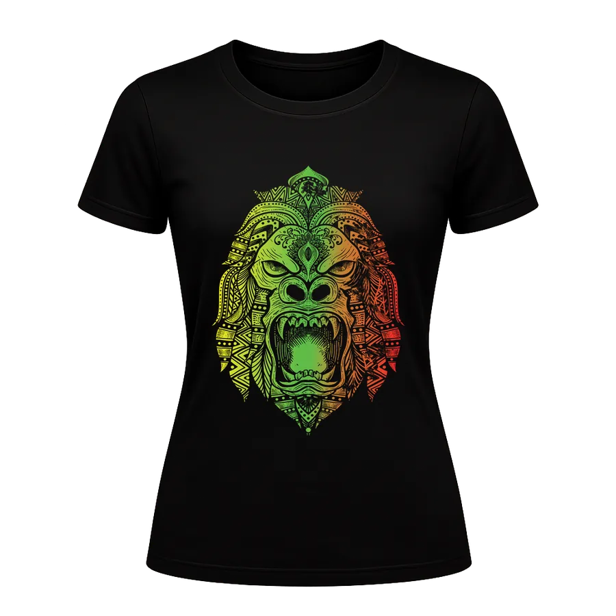 Tribal Gorilla printed on a t-shirt
