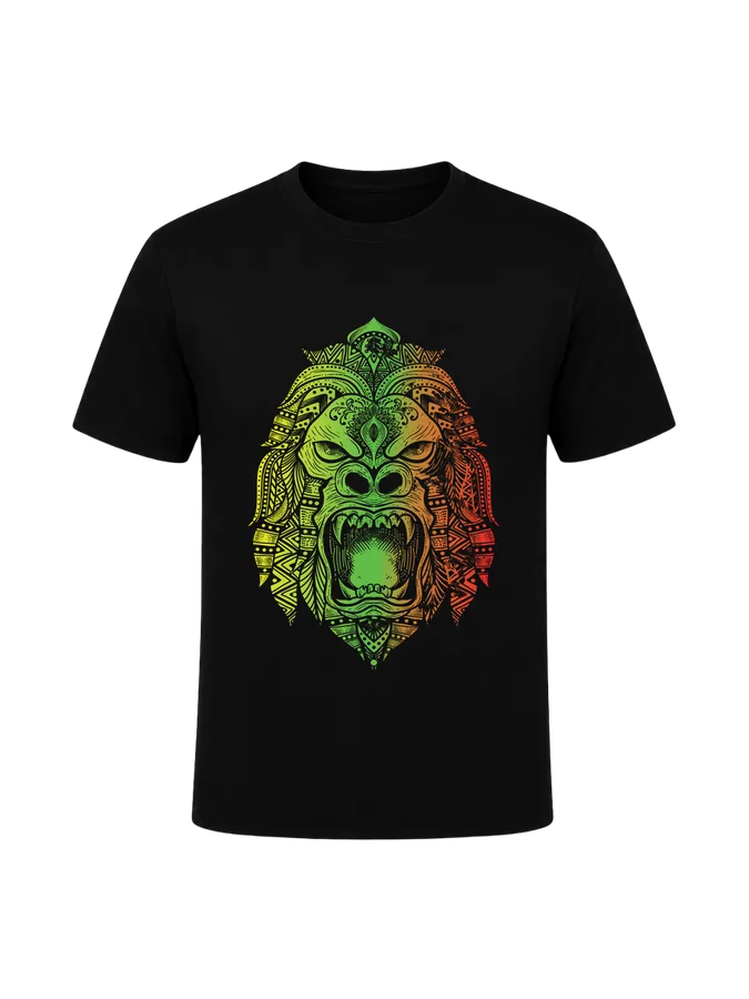 Tribal Gorilla printed on a t-shirt