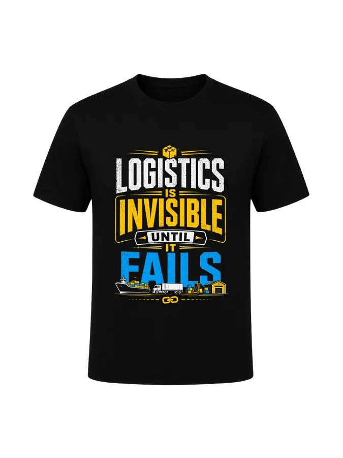 Logistics Is Invisible Until It Fails printed on a t-shirt