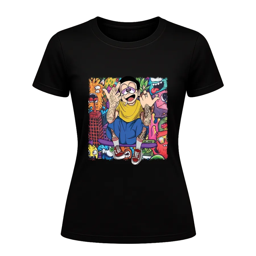 Nobita Graffiti printed on a t-shirt