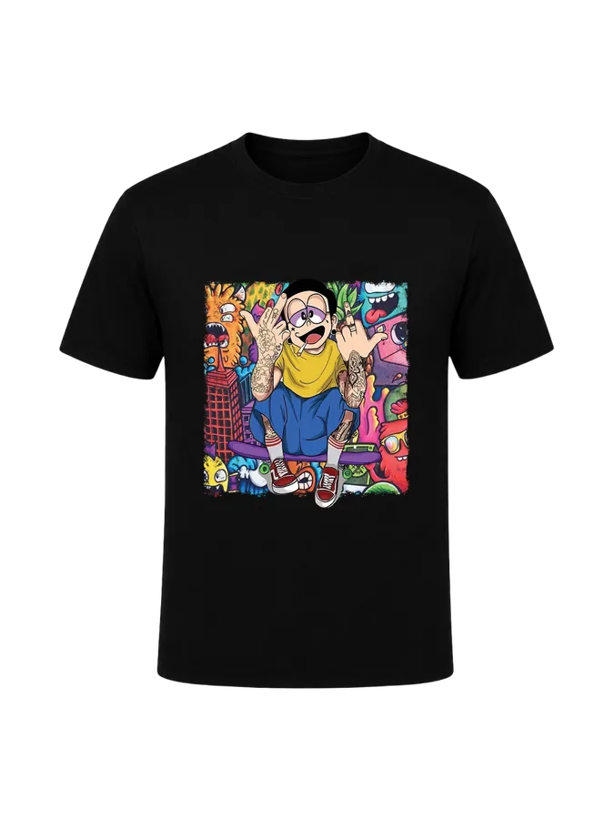 Nobita Graffiti printed on a t-shirt
